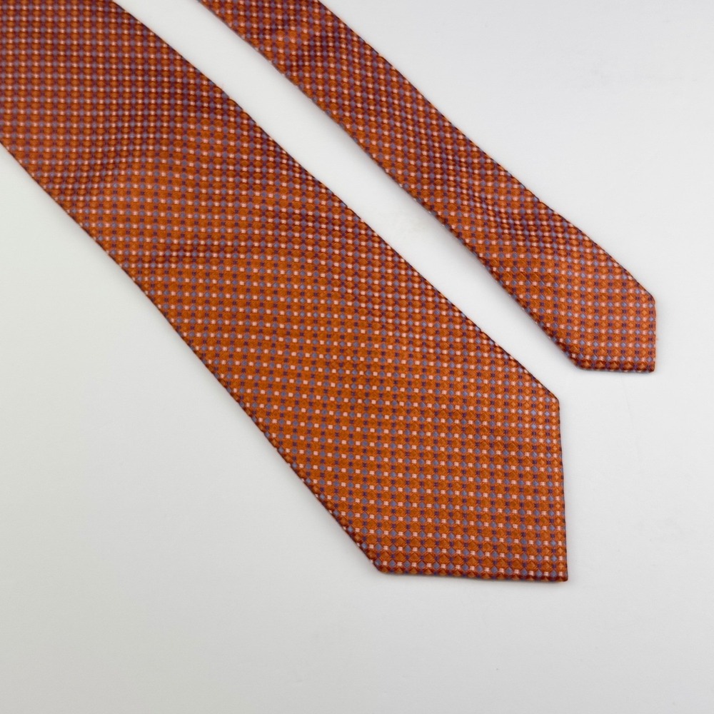 Club Room Mens Orange Blue Geometric Silk Necktie Classic Woven Dress Tie